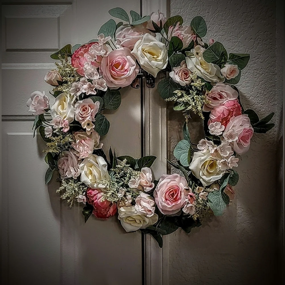 NWT ASHLAND SPRING 🌹 Wreath. Monet's Garden Le Jardin de Monet W/ Pink & Yellow
